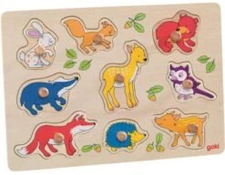 GOKI Holzpuzzle Bauernhof, Tiere Der Welt