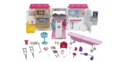 Barbie Krankenwagen 2-in-1 Spielset Mit Licht & Geräuschen -Schleich Verkaufsgeschäft frm19 2